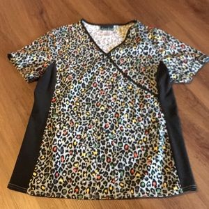 Cheetah print scrub top